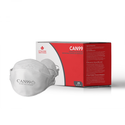 KN99 Face Mask - White - CAN99 Surgical Respirator - Health Canada Authorized/CSA Certified/CE FFP3 - Pack of 25
